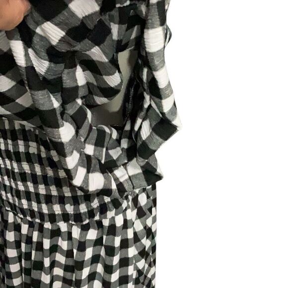 LuLaRoe Black White Checker Alina Dress NWT Stretch Short Balloon Sleeve Sz 2XL - Picture 4 of 5